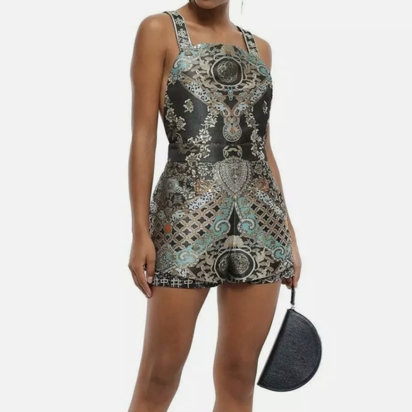 🔱 CAMILLA Black Dynasty Days Open-back Brocade Fitted Playsuit 🔱 - Picture 14 of 16